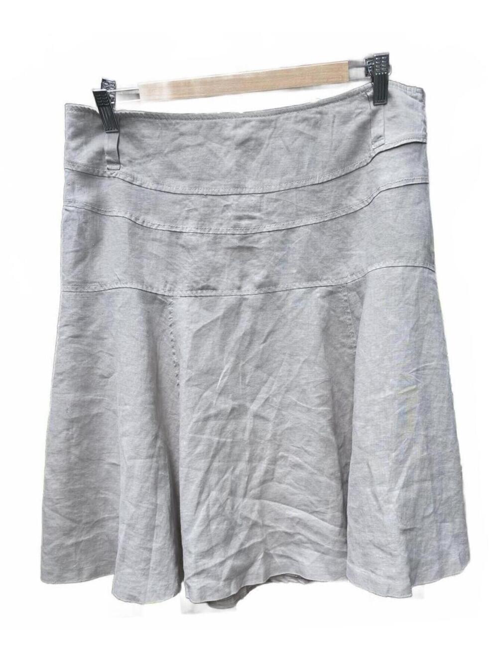 Minimalist & Chic Dalia Sandstone Linen Midi Skirt Size 14 Fit and Flair
